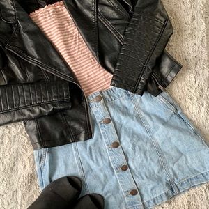 FOREVER 21 High waisted denim button up skirt